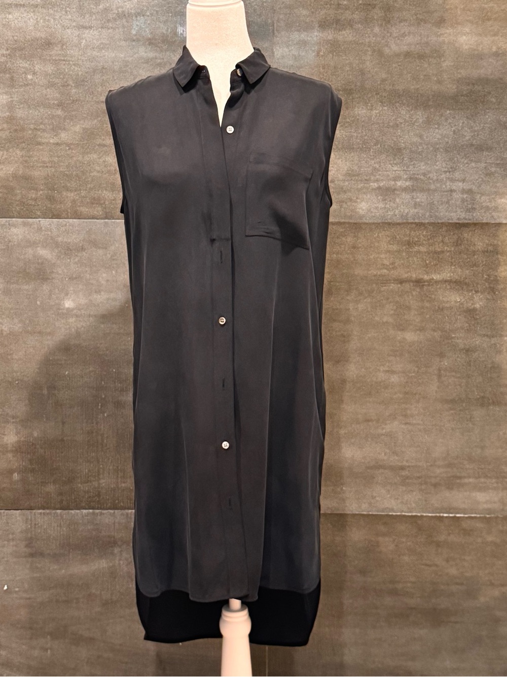 Frame Denim Long Black Silk Shirt Size S